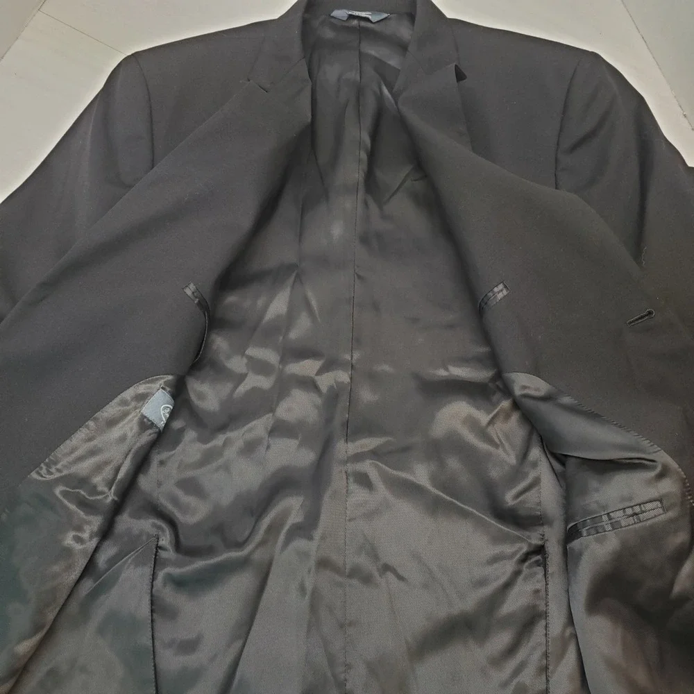 Pronto Uomo Platinum Mens 44R Black 100% Wool 2-Button Blazer Timeless Tailoring